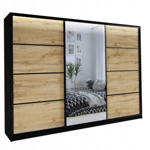 Szafa Loft 280 Z Lustrem Czarny/dąb Wotan
