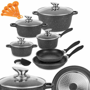 Garnki marmurowe Konighoffer Pollo 12 elementów 5 miarek kuchennych