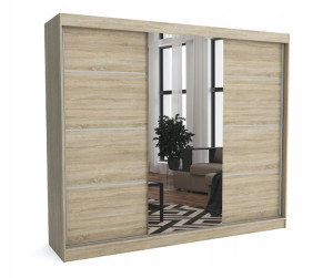 Szafa 250 cm dąb sonoma + 1 lustro + 2x listwy ML
