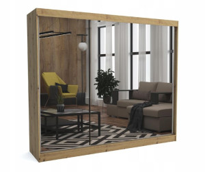 Szafa przesuwna 250 cm dąb artisan + 3 lustra ML