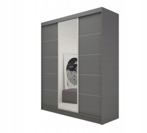 Szafa przesuwna 180 cm szara grafit + lustro M180