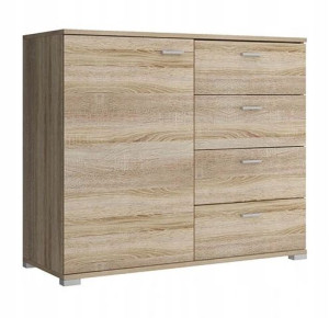 Komoda 100 cm 4 szuflady + drzwi półka dąb sonoma