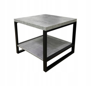 Ława stolik z półką loft 60x60 metalowe nogi beton