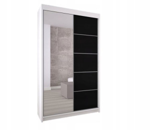 Szafa przesuwna 150 cm biała czarna + lustro M150