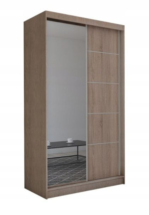 Szafa przesuwna 150 cm dąb sonoma + lustro M150