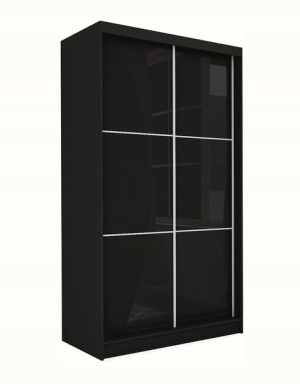 Szafa przesuwna 150 cm czarna + szkło lacobel V150