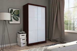 Szafa przesuwna 150 cm wenge + białe szkło V150