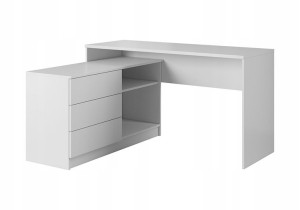 Biurko biały mat 138cm 3 szuflady narożne