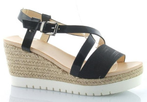 Sandały Espadryle Na Koturnie 7,5 Cm. Czarne 39