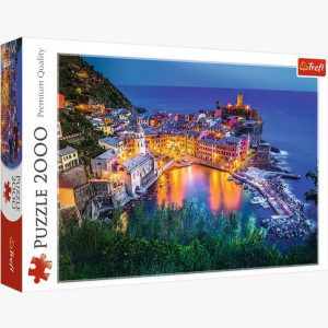 Puzzle 2000 Zatoka o zmroku morze port góry miasto Vernazza