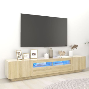 Lumarko Szafka TV z oświetleniem LED, dąb sonoma, 200x35x40 cm!