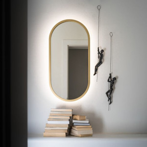 Lustro Owalne Cassini Led - W Złotej Ramie, Podświetlane