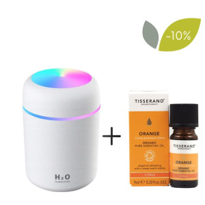 Zestaw: Dyfuzor do olejków Appio (kolor biały) + Orange Organic - Olejek Po