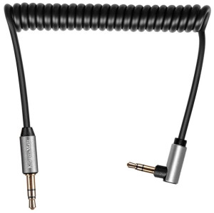 Kabel jack 3.5 kątowy - prosty sprężynka 1 m