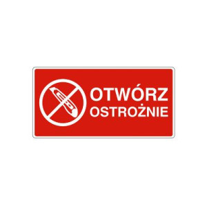 Etykiety 100x50mm Otwórz Ostrożnie 1000szt