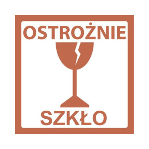 Etykiety 97x97mm Ostrożnie Szkło 1000szt