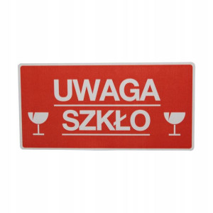 Etykieta 100x50mm Uwaga Szkło Kieliszki 500szt