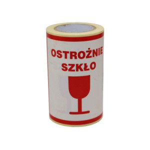 Etykiety 100x100mm Ostrożnie Szkło 25szt