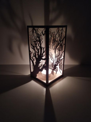 Duży lampion na halloween - wzór Drzewo/Pająk