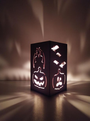 Średni lampion na halloween - wzór Dynie/Nietoperze