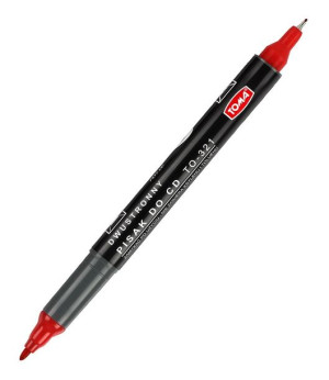 Marker Do Płyt Cd Dvd Dwustronny Permanentny Toma - Czerwony