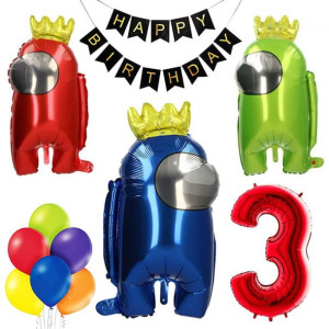 Zestaw Balonów Balony Na 3 Urodziny Among Us