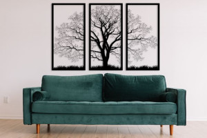Obraz do salonu na ścianę dąb 3d 132x89cm ażurowy