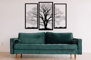 Obraz do salonu na ścianę dąb 3d 132x89cm tryptyk