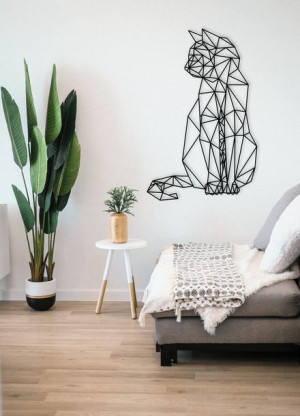 Obraz na ścianę 3d geometryczny kot 58x89 cm ażur