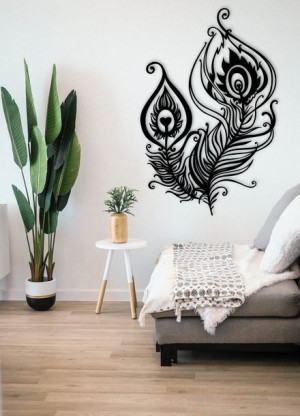 Obraz na ścianę 3d pawie pióro 58x88 cm ażur