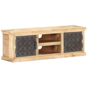 Szafka pod TV ze stalowymi drzwiami, 120x30x40 cm, drewno mango