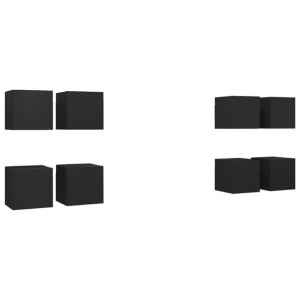 Wiszące szafki TV, 8 szt., czarne, 30,5 x 30 x 30 cm