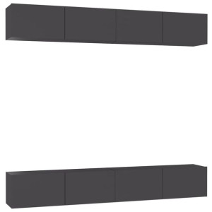 Szafki telewizyjne, 4 szt., szare, 100x30x30 cm, płyta wiórowa