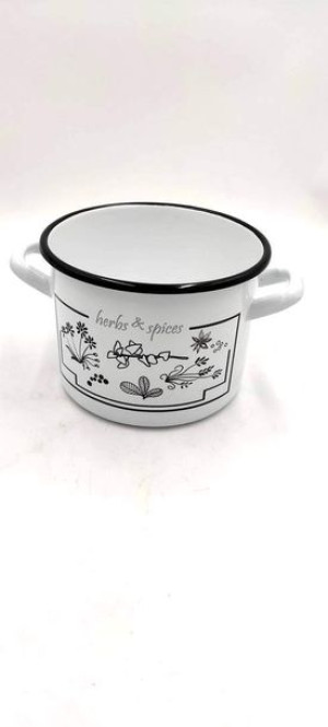 Garnek Emal.wysoki Herbs 20cm/4,4ll 22915 Biały