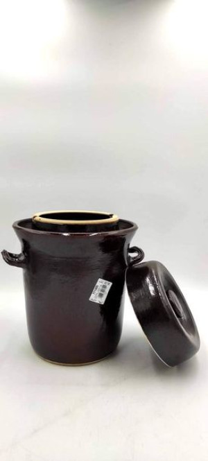 Garnek kamionka – do kwaszenia/profesjonalny - z pokrywką - 5l