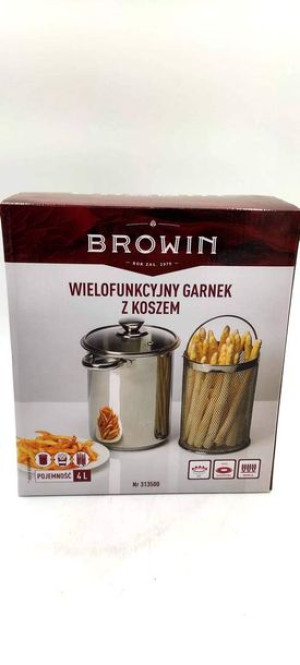 Wielofunkcyjny garnek z koszem, 4l, stal nierdzewn