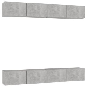 Szafki telewizyjne, 4 szt., szarość betonu, 100x30x30 cm, płyta