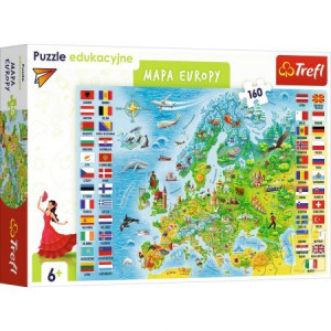 Trefl - Puzzle 160 - Edukacyjna Mapa Europy - 15558