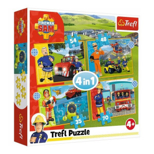 Trefl - Puzzle 4w1 - Odważny Strażak Sam - Strażak Sam - 34387