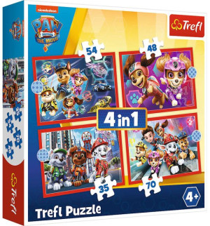 Trefl - Puzzle 4w1 - Psi Patrol W Mieście - Psi Patrol Film - 34374