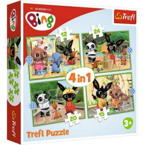 Trefl - Puzzle 4w1 - Wesoły Dzień Binga - Bing - 34357