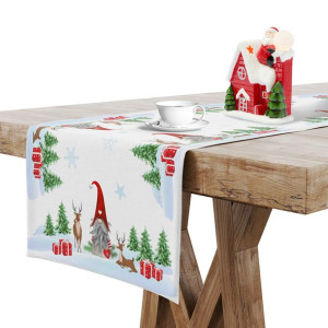 BIEŻNIK świąteczny na stół BOŻONARODZENIOWY 40x140 UD404-887 GNOMY skrzaty