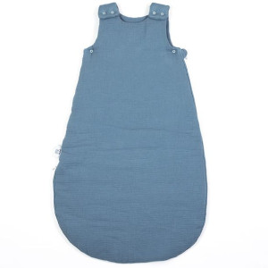 Śpiworek do spania dla niemowlaka 0-12 mc muślinowy GOTS kolor jeans