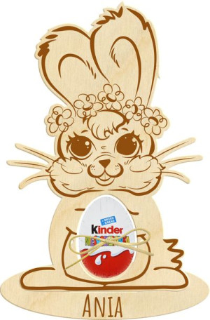 Królik wielkanocny z imieniem i jajkiem kinder niespodzianka 25cm