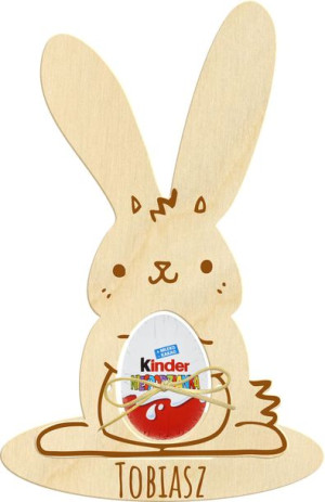 Królik wielkanocny z imieniem i jajkiem kinder niespodzianka 25cm