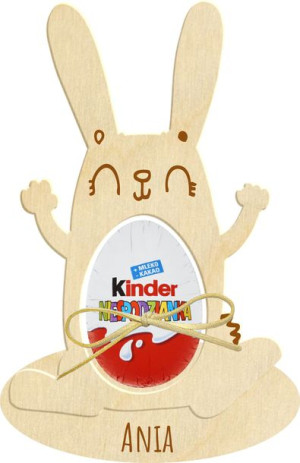 Królik wielkanocny z imieniem i jajkiem kinder niespodzianka 16cm