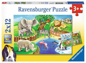 Ravensburger - Puzzle 2 X 12 Elementów - Zwierzęta W Zoo - 076024