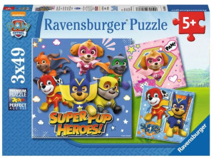 Ravensburger - Puzzle 3x49 Elementów - Super Hero - Psi Patrol - 080366
