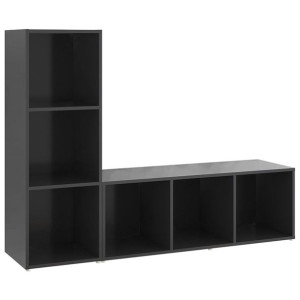 Szafki telewizyjne, 2 szt., szare, 107x35x37 cm, płyta wiórowa