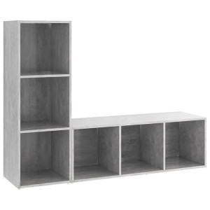 Szafki TV, 2 szt., szarość betonu, 107x35x37 cm, płyta wiórowa